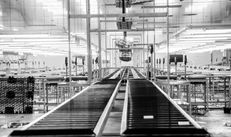 Conveyor equipment inside a manufacturing facility