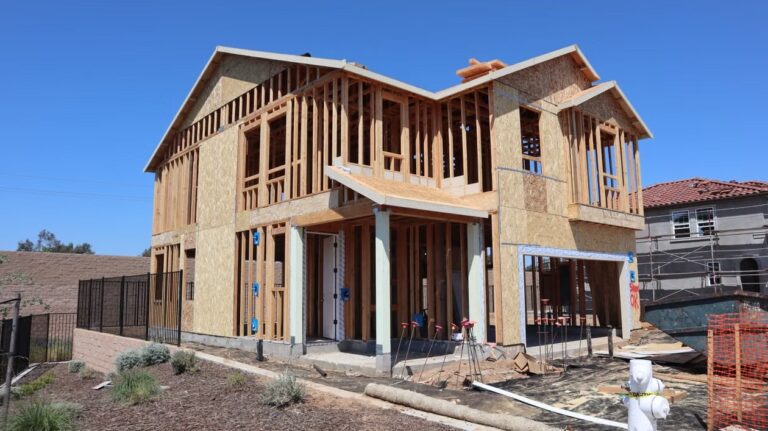 New single-family home under construction in Elk Grove, California