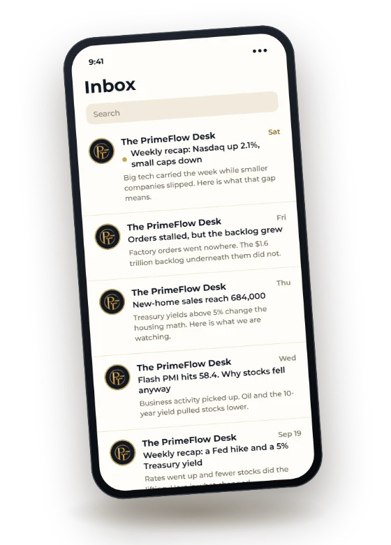 Issues of The PrimeFlow Desk in a phone inbox