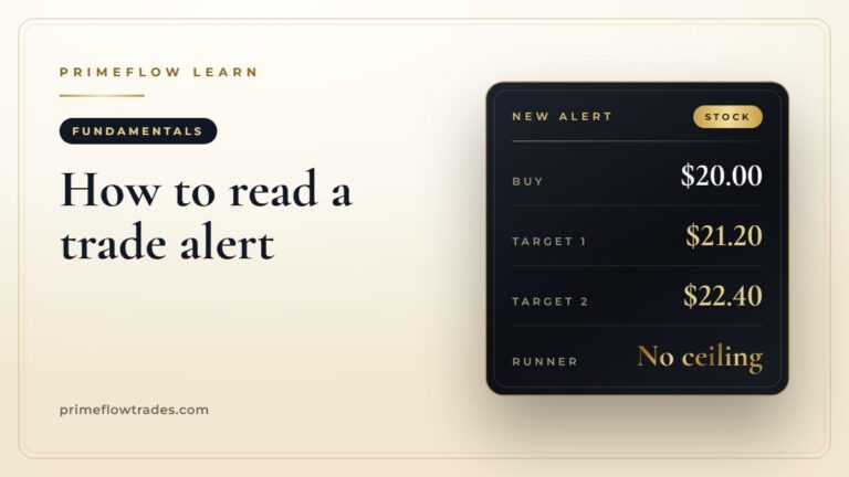 How to read a trade alert: buy price, two profit targets and a runner