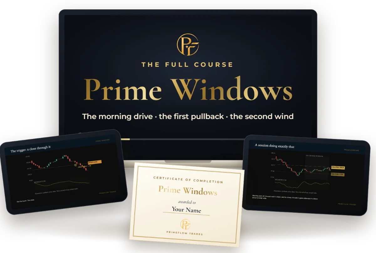Prime Windows, the next PrimeFlow course, on a laptop and two tablets